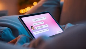 A digital representation of an AI chat interface showcasing an intimate conversation.