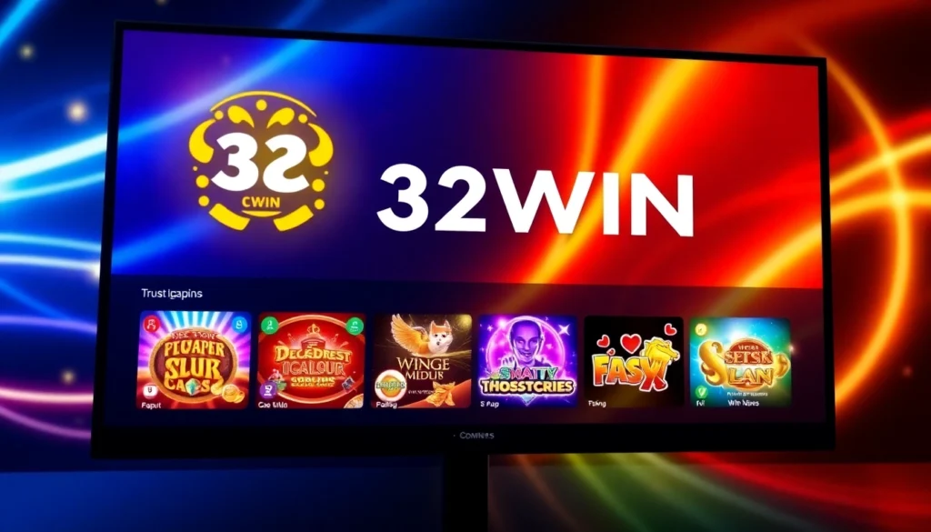 Hình ảnh logo 32WIN nổi bật, thể hiện sự chuyên nghiệp và sôi động của sân chơi trực tuyến uy tín hàng đầu.