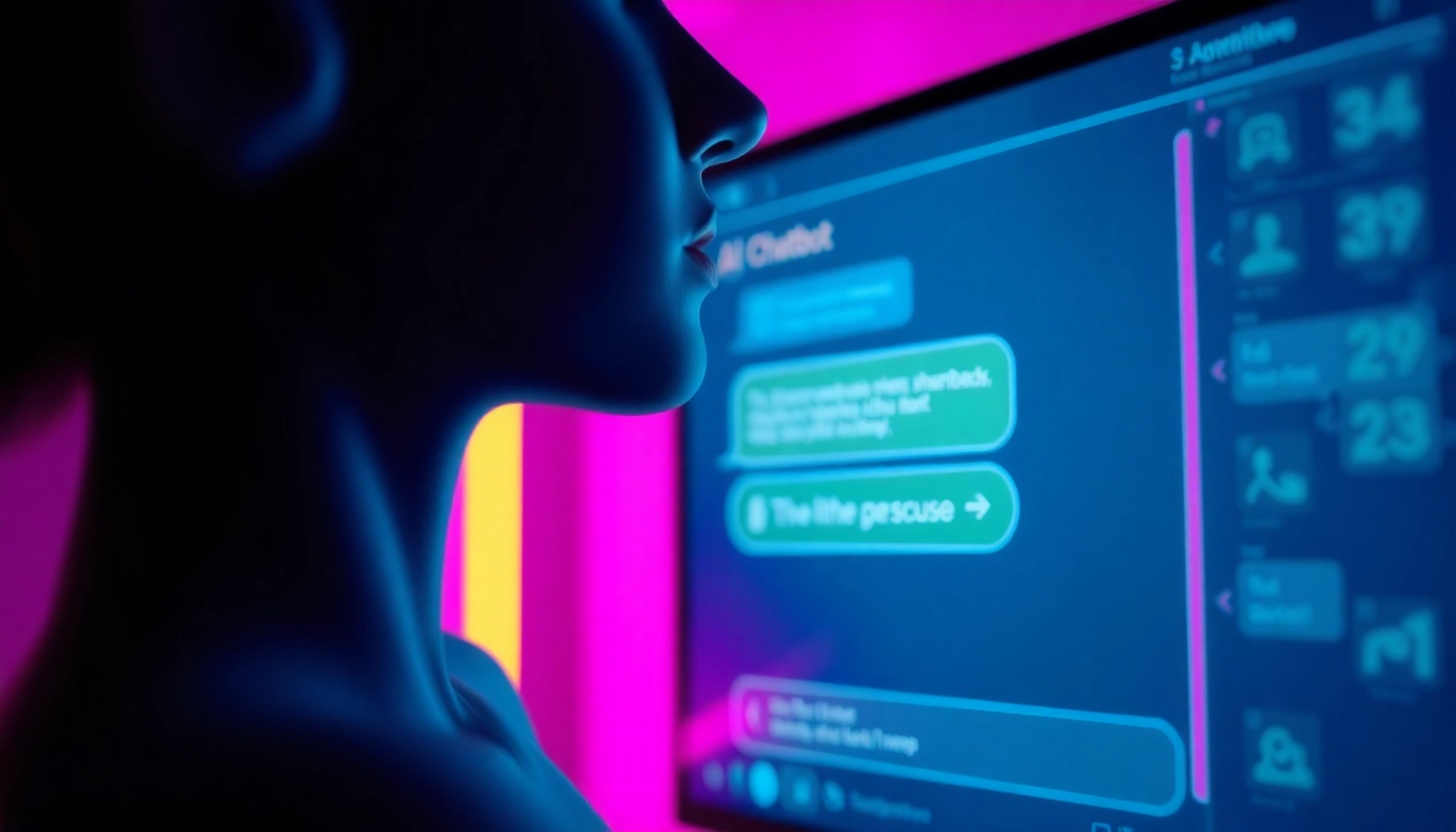 Interactive nsfw ai chatbot interface with vibrant visuals, showcasing unfiltered adult conversations and customizable features for digital intimacy.