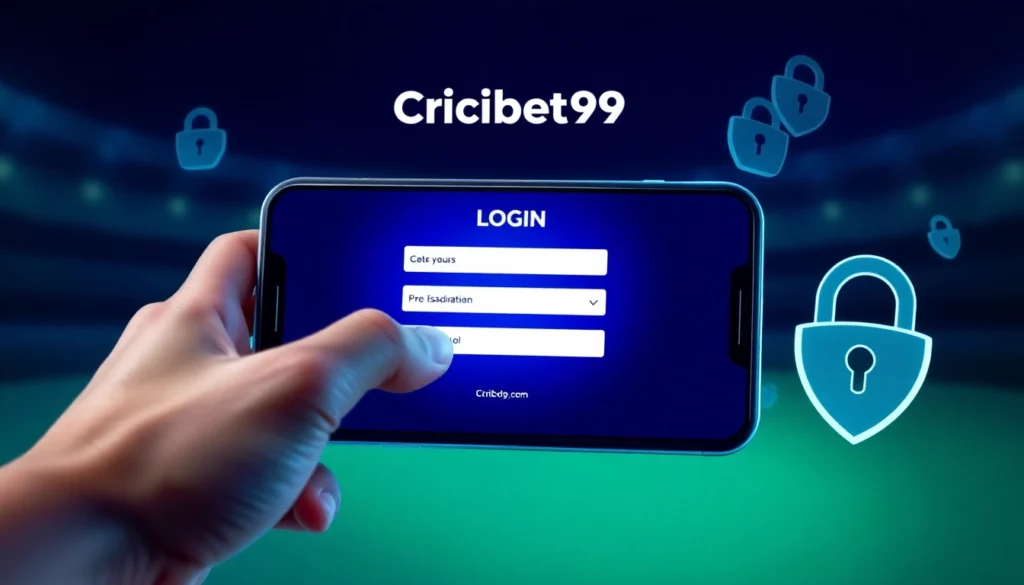 Secure Cricbet99 login page showing a user entering credentials on a clean, professional