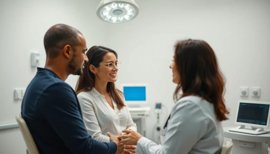 Fertility specialist discussing fecondazione assistita Torino options with couple in modern clinic